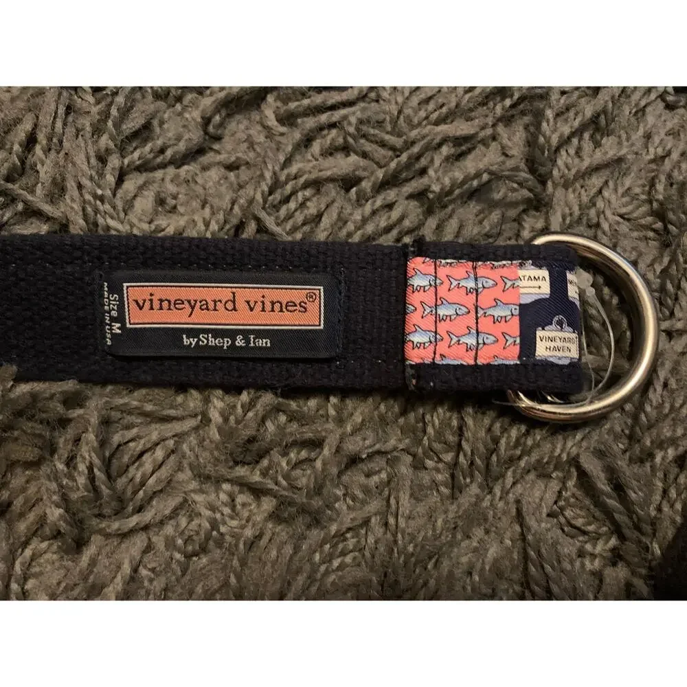 Vineyard Vines patchwork design double ring belt cotton Medium